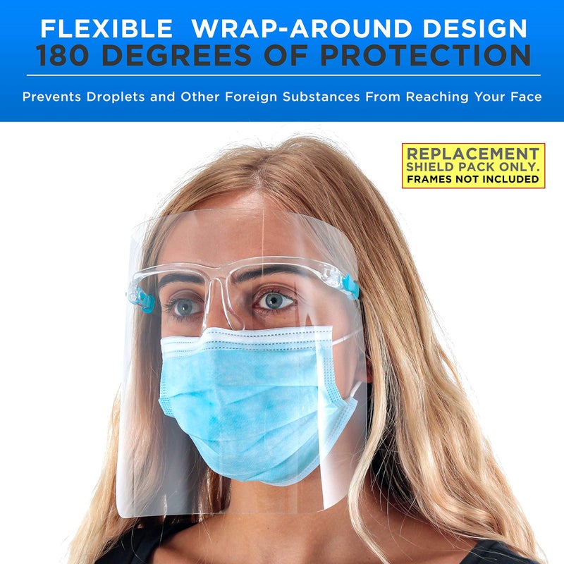 TCP Global Salon World Safety Replacement Face Shields Only (10 Packs of 10), Glasses Frames Not Included - Fits Most Brands, Ultra Clear, Full Face, Protect Eyes Nose Mouth, Anti-Fog PET Plastic - Image 3